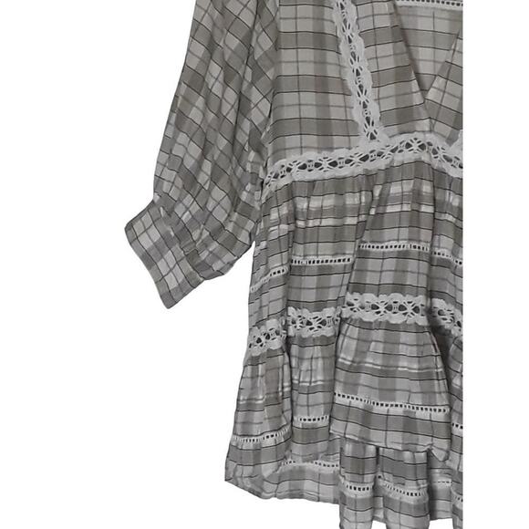 Free People Time Out Lace Tunic Ivory Eyelet V-Neck 3/4 Sleeves Medium - Picture 6 of 12